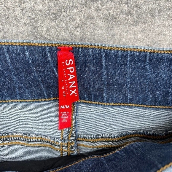 Spanx Distressed Ankle Skinny Jeans Women's Size Medium Blue Distressed 20203R - Picture 7 of 10